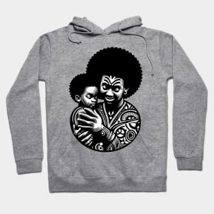 Afrocentric Father And Son Wooden Carving Hoodie